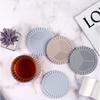 Round Striped Silicone Coasters Coffee Cup Mug Coaster Simple Heat Insulation Non-Slip Mats Home and Decoration Kitchen Utensils