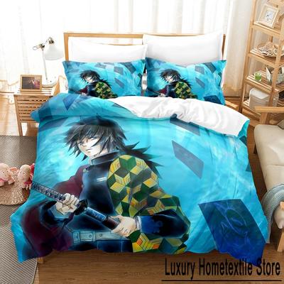 Fashion 3D Demon Slayer Bedding Sets Duvet Cover Set With Pillowcase Twin Full Queen King Bedclothes Bed Linen Customizable