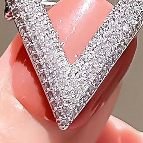 Women Brooch Sparkling Rhinestones Inlaid V-Shaped Design Lapel Pin Sweater Scarf Bag Badge Jewelry
