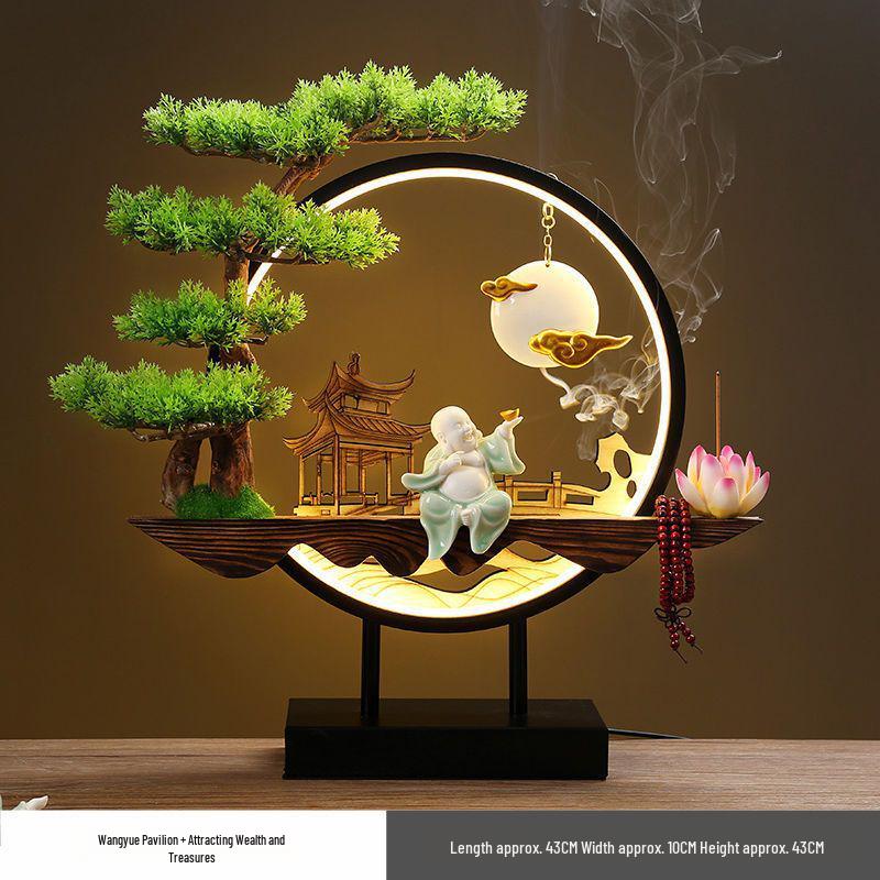 Chinese Style Backflow Incense Burner - Pine Design for Home & Office Décor