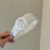 Blue Plaid Wide Brim Headband Round Shape Women Headband New Makeup Headband  For Hair Styling