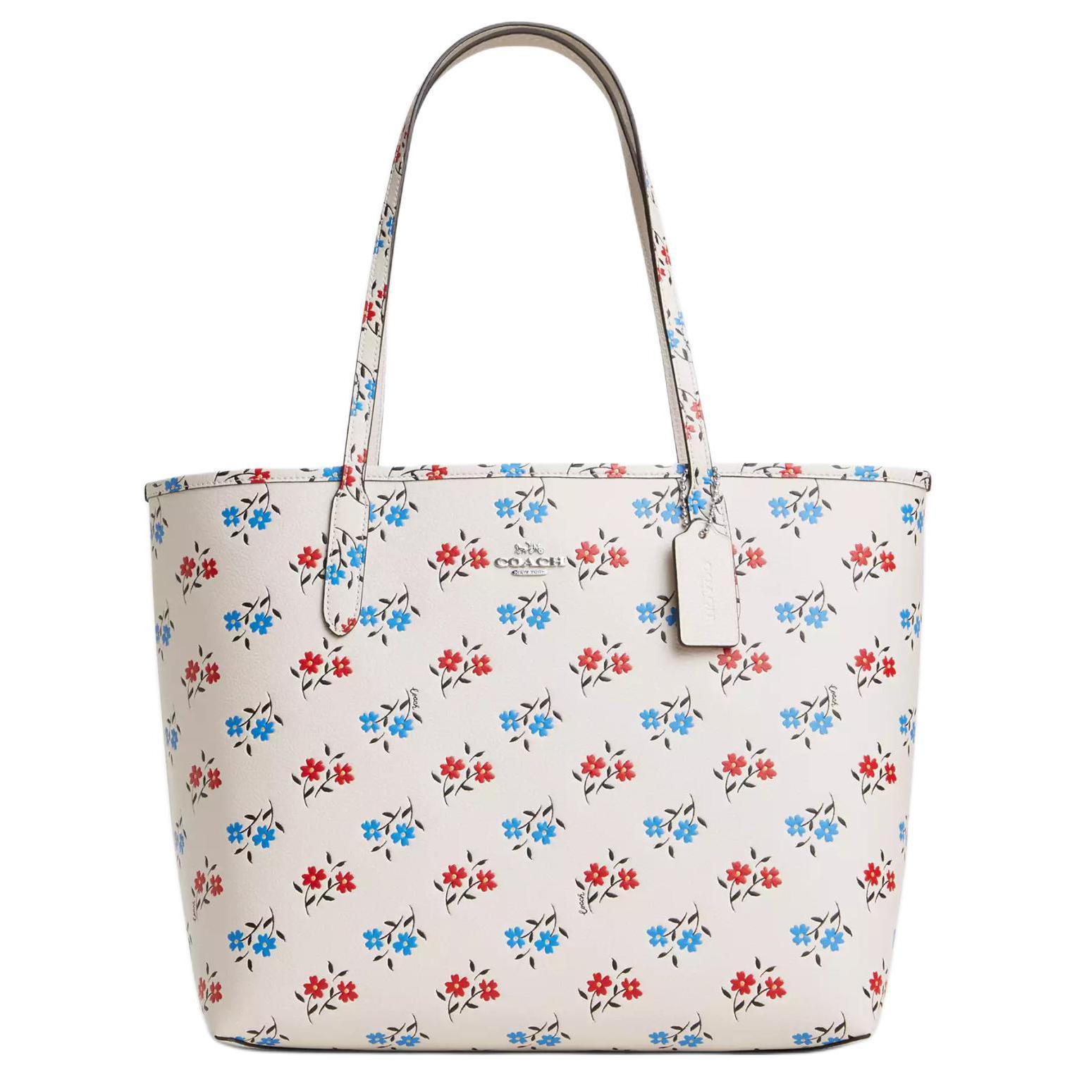 

Coach City 33 Floral Print Pebble Leather Tote Bag Women Tote White Multicolor CT832-SVCAH Basic Set (Bag+Dust Bag)