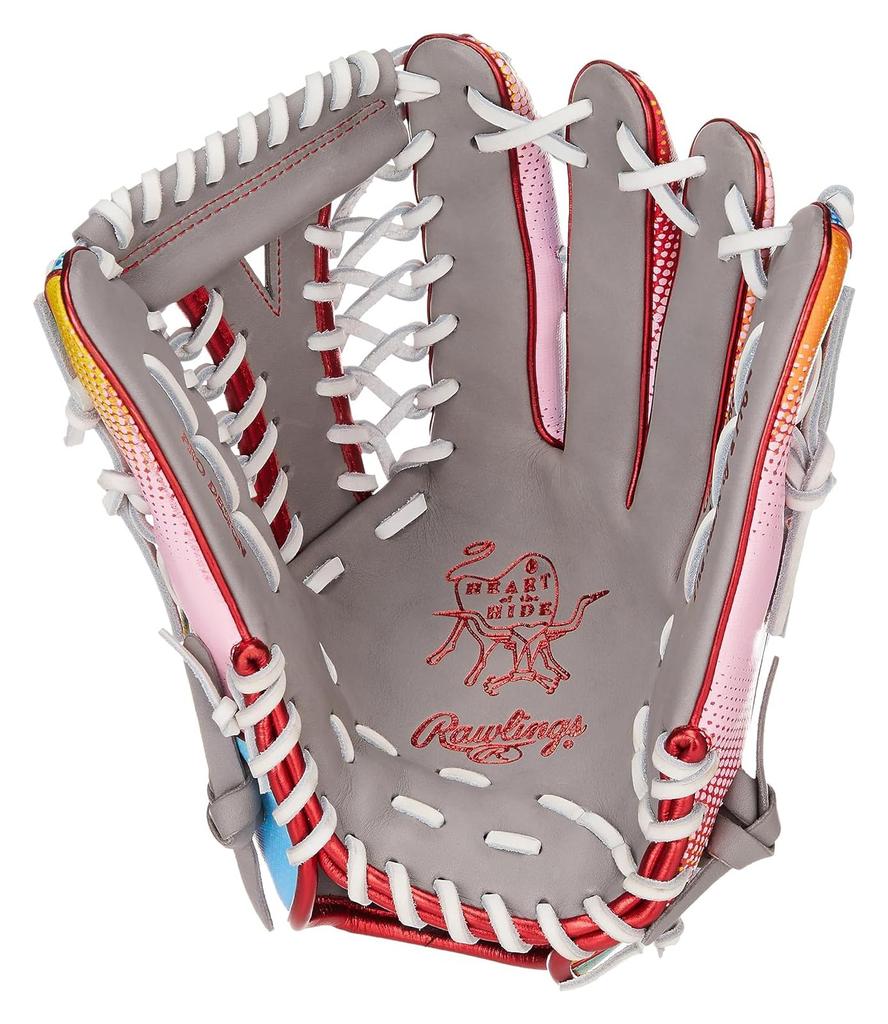 Rawlings Бейсбольная перчатка для взрослых, софтбол HOH Graphic Paradise, размер GR4HGB88, серая, питчерская [для аутфилдеров] 12,5 для левшей
