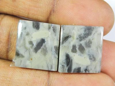Natural Puff Jasper Matched Pair Octagon Cabochon Loose Gemstone 16X18X04 MM SK-263