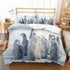 Cute Penguin Pattern Duvet Cover Set Cute Kawaii Animals For Boys Girls Bedroom Decor Polyester Comforter Cover King Queen Size