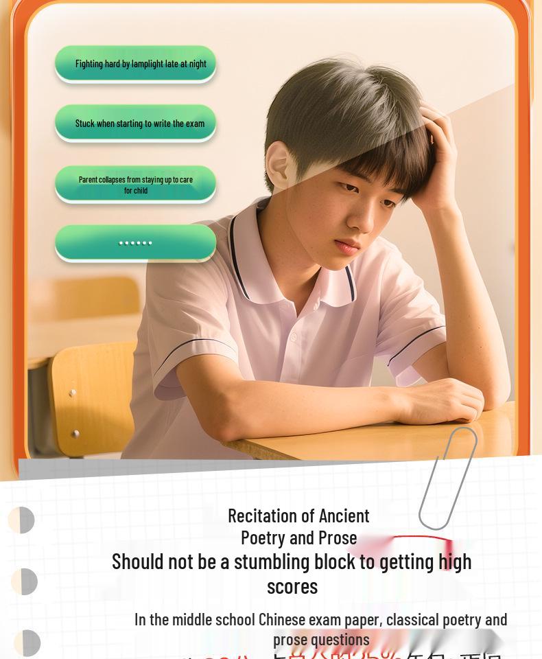 Pre-Owned Classical Chinese Poetry & Prose Study Guide with Dictation Exams for Grades 7-9