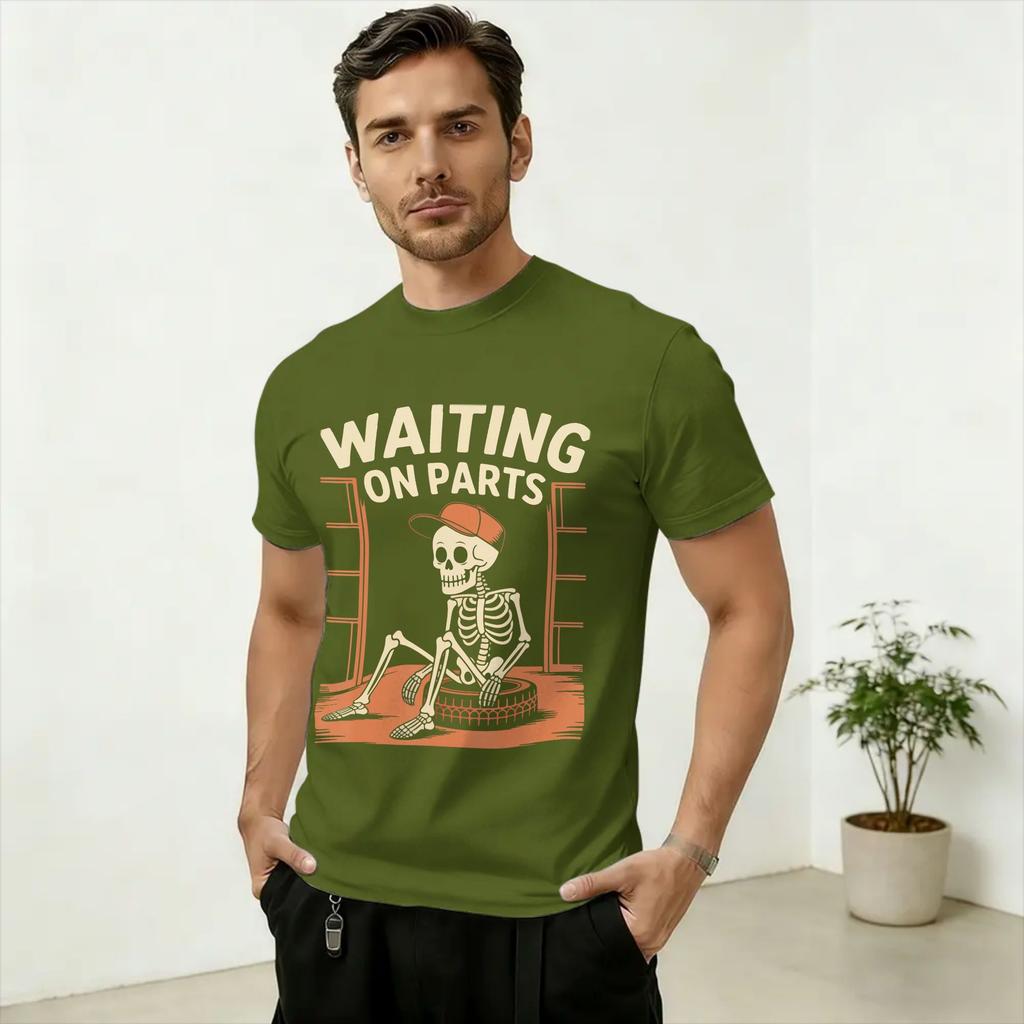 Funny Waiting On Parts Mechanic Skeleton Auto Repair Life T-Shirt Summer Cotton T Shirts For Unisex Hip Hop Casual Tee