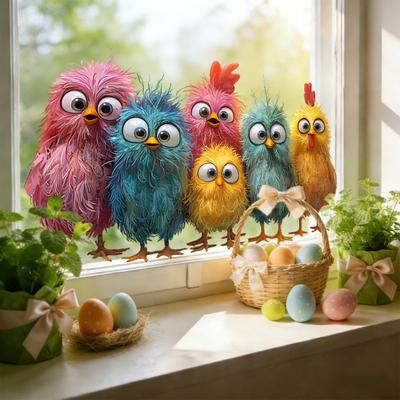 Static Window Clings Funny Cartoon Animals Reusable Window Decal Waterproof Removable Sticker for Room Office Home Glass Doors Window Decor