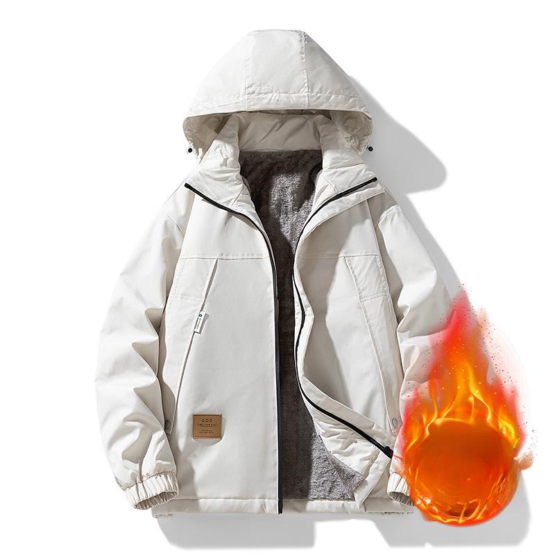 Autumn Jacket Men's Large Size Loose Casual Running Mountaineering Suit Windproof Waterproof Fleece Thickened Jacket