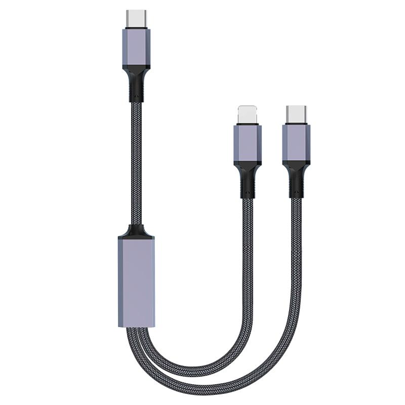 Wholesale 2-in-1 USB-C PD100W Fast Charging Data Cable for Car Tablet Smartphone Laptop-Factory Supply 0.5 m