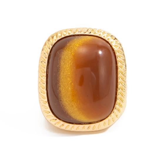Anello/Orecchini Yousheng da Donna, con Grande Pietra Quadrata Design Retrò, Lega Resina Multipli Colori Stile Vintage Moda