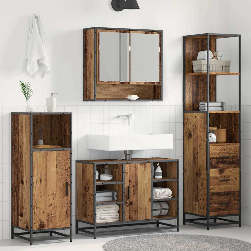 Bathroom Furniture Set Rustic Wood Look 35 X 37.5 X 166 Cm Particleboard