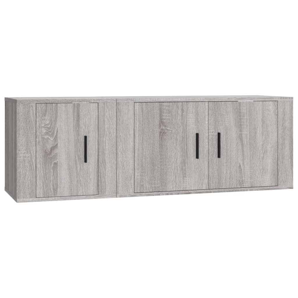2 Piece TV Cabinet Set Grey Sonoma Particleboard