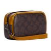 Coach Jamie 18 Classic Monogram Print Double Card Slot Zipper Closure No Shoulder Strap Handbag Small Women Handbag Brown Gold CB851-QBUOD