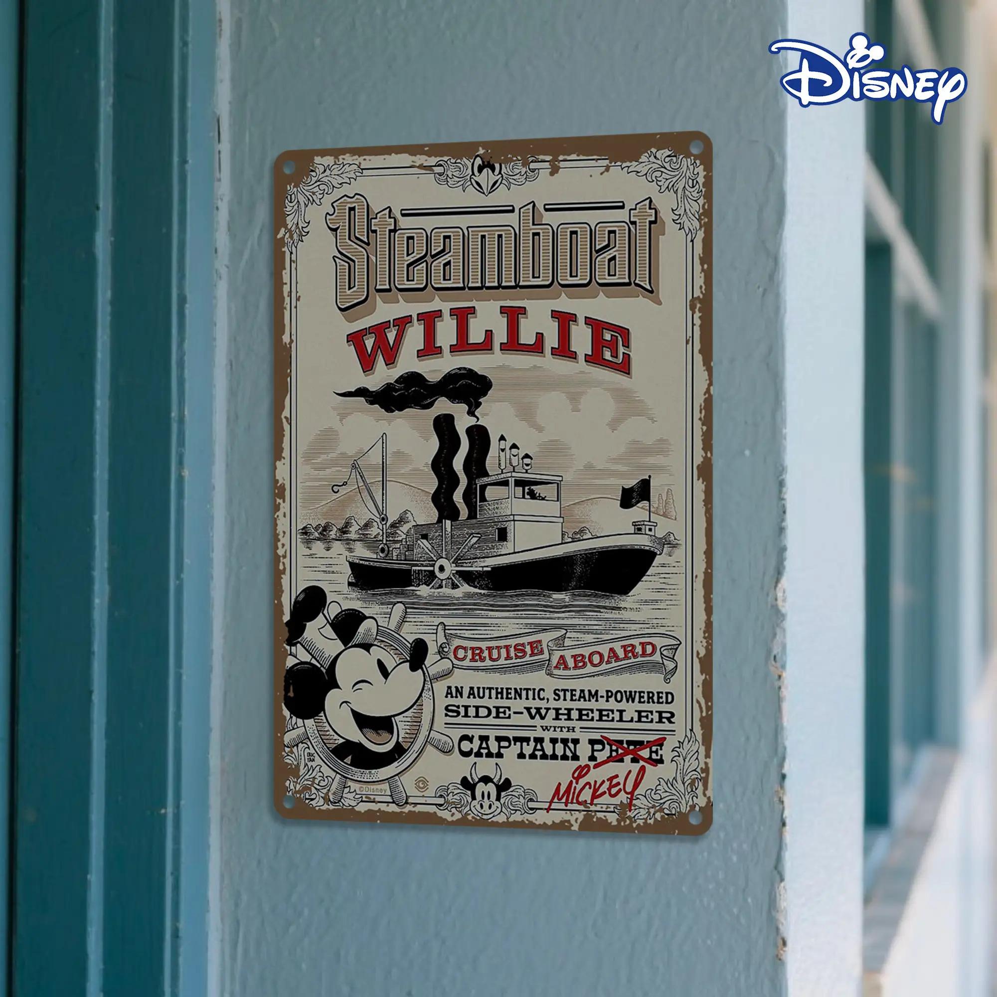 

Металлический настенный декор «Пароходик Вилли» - Винтажный постер с Микки Маусом и капитаном Питом - Ретро украшение «Пароходик Вилли» - Официальная коллекция 20x30cm（7.8x11.8inch）
