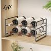 Desktop Bottle Rack Iron Wine Rack Curved Grooves Countertop Cabinet Storage Shelf Compact Holder Metal Holder for Kitchen Cupboard And