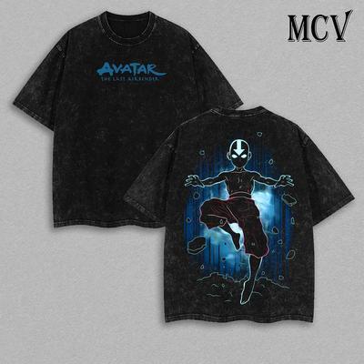 Avatar State Grafik-T-Shirt, Avatar Der Herr der Elemente Aang Waldszene Kunst, Vintage gewaschenes doppelseitiges übergroßes Unisex-Fan-Shirt
