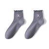 Women’s Lightweight Mesh Ankle Socks Breathable Lace Trim Crew Socks with Bow Embroidery and Hollow Out Design for Everyday Wear