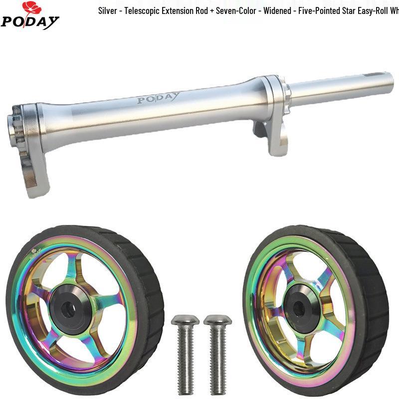 Brompton 3sixty Folding Bike Aluminum Alloy Easy-Roll Wheels & Telescopic Extension Rod
