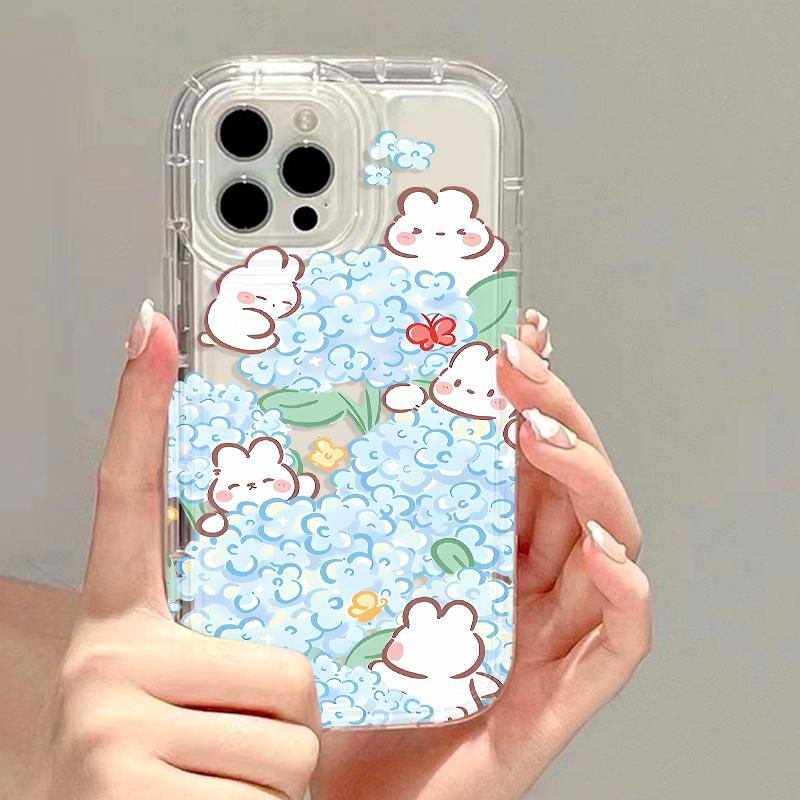 Strawberry Rabbit Phone Case For iPhone 13 Case iPhone 15 11 12 14 16 Pro Max XR XS X 6 7 8 Plus SE Shockproof Clear Cases Coque