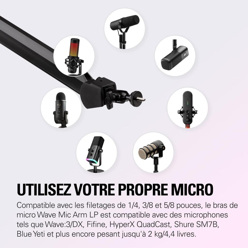 Elgato Wave Mic Arm Suspension Boom Arm for and for Adjustable Suitable for Mounting On Top of Monitors Streaming, Gaming, Recording, Clamp-Mounted
