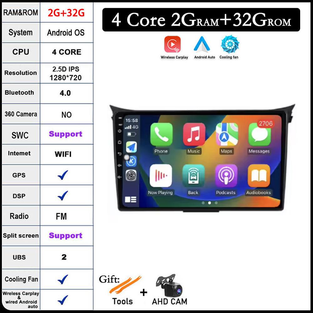 QLED DSP Android 14 For Hyundai I30 Elantra GT 2012 2013 2014 2015 2016 Car Auto Radio Multimedia Video Player Navigation