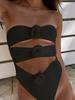 Three-dimensional flower one-piece swimsuit neck triangle sexy bikini solid color women's swimsuit