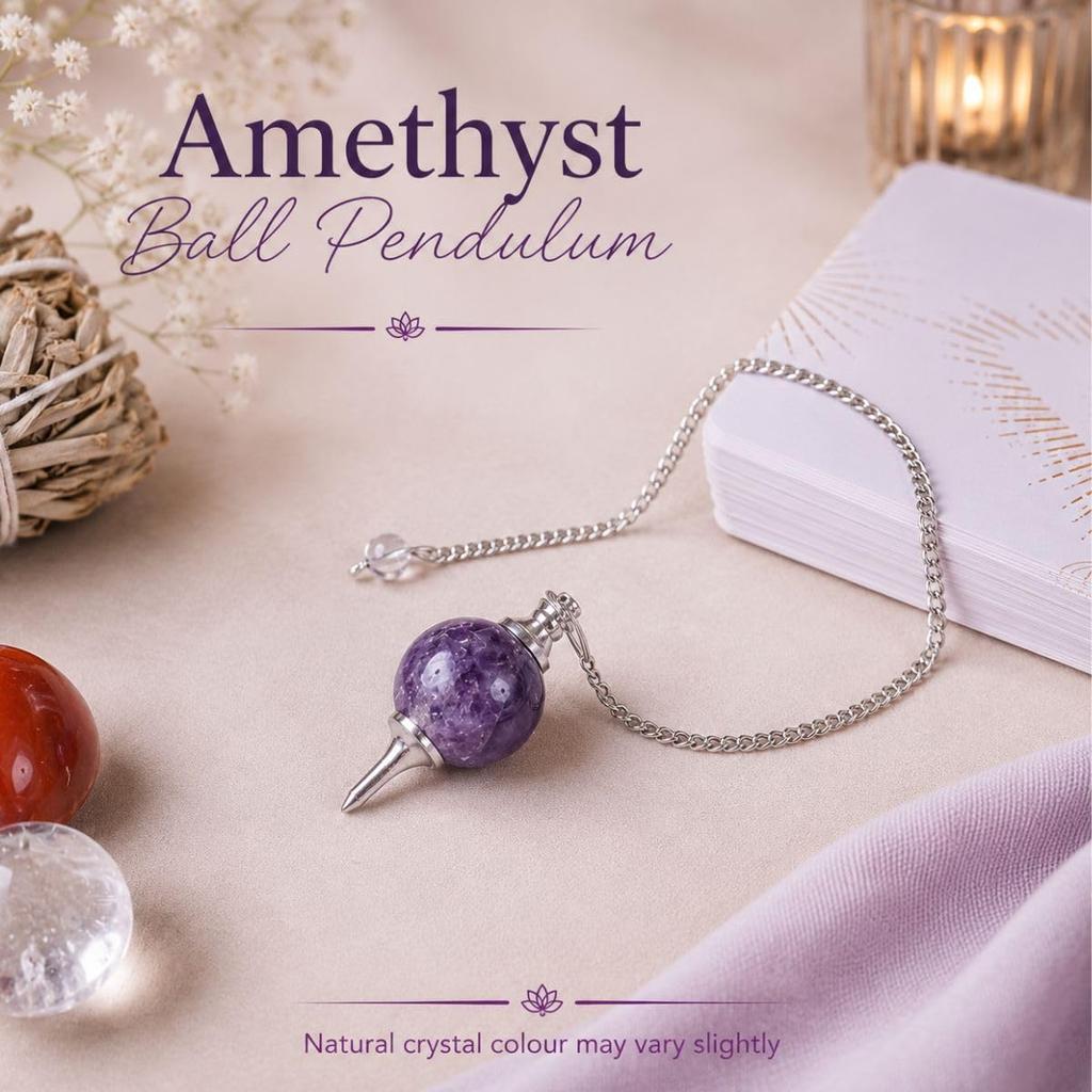 Natural Amethyst Healing Crystal Pendulum | Positive Gemstone Pendulum Dowser for Spiritual Practices | Healing Crystals for Reiki, Meditation, C