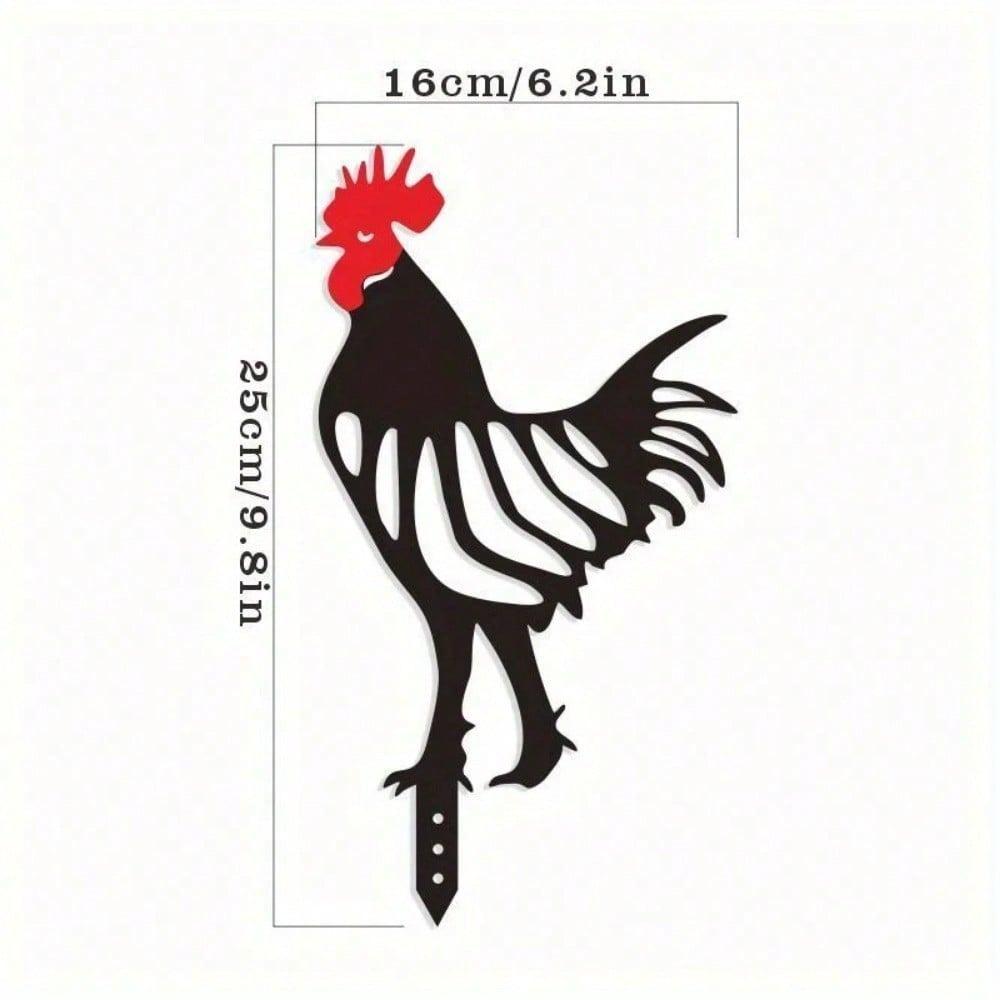 1 Piece Metal Rooster and Hen Garden Stakes Outdoor Iron Art Yard Decor Lawn Ornament Rustic Farmhouse Poultry Statue