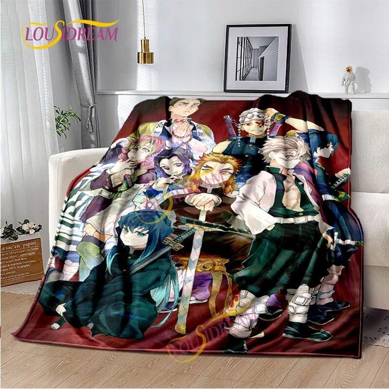 Japanese Cartoon Series Blanket Living Room Bed Sofa Travel 3D Demon Slayer Blanket Cartoon Home Office Hiking Gift