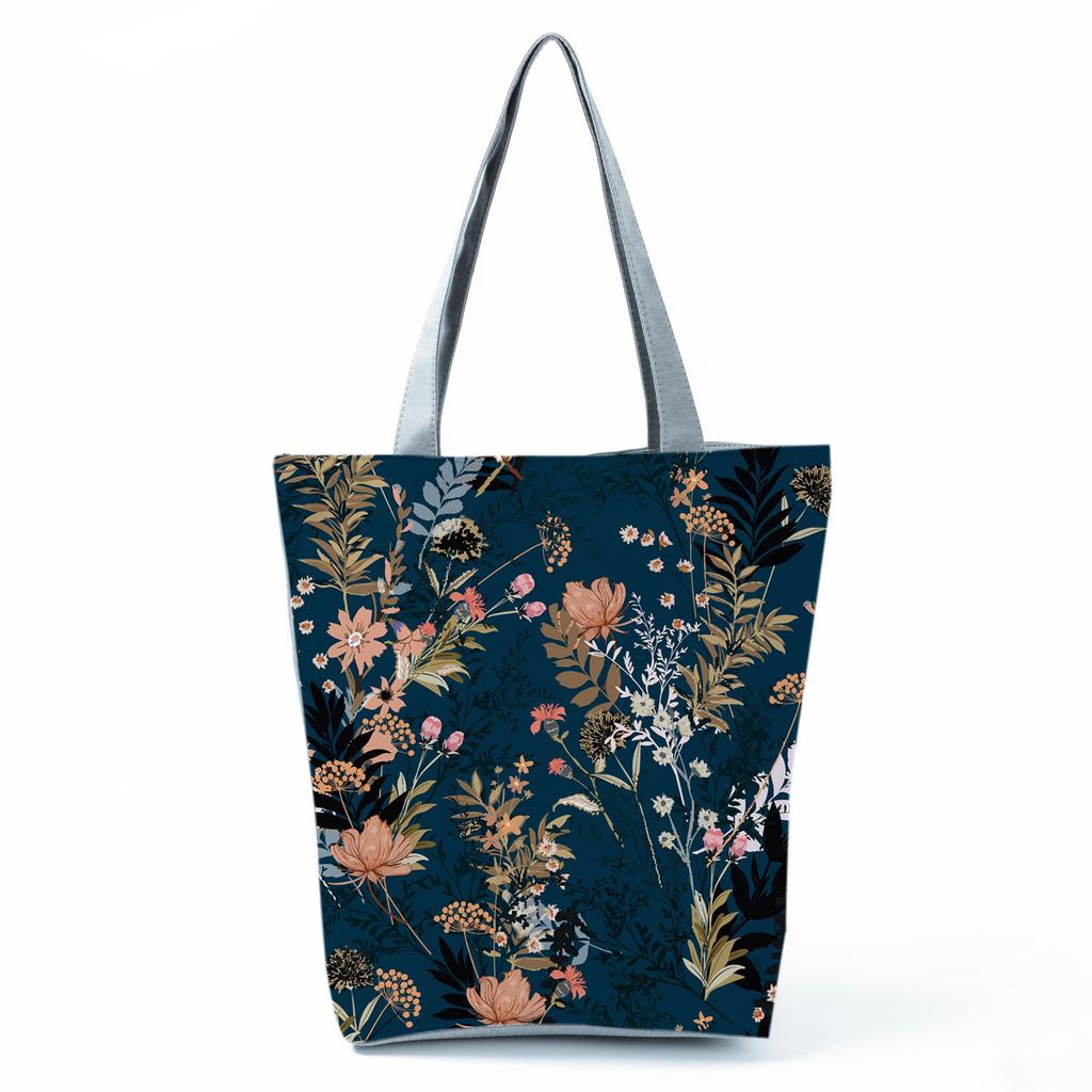 High Capacity Shoulder Bag Shopping Bags Bright Colors Floral Print Handbag Casual Travel Multi Functional Beach Bag Commuting Tote Bag