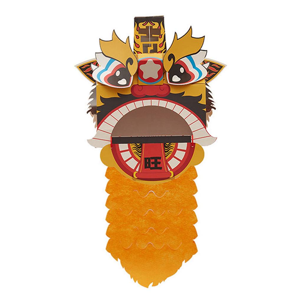 Chinese Lion Dance Head DIY Assembly Interesting Educational Cute Style Paper Decorative Craft