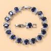 Qualità   Bracciale a Maglia di Catena Overlay Bangle Lunghezza Regolabile 18+3 Cm Gioielli da Donna per Matrimonio con Pietra Blu