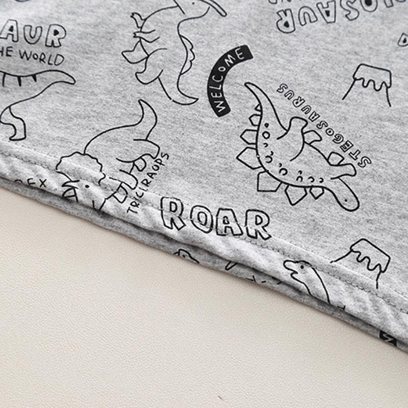 Boys' 2-Piece Cotton Set - Cartoon Dinosaur Short Sleeved T-shirt + Denim Shorts High - Quality Casual Outfit-6M-5Y