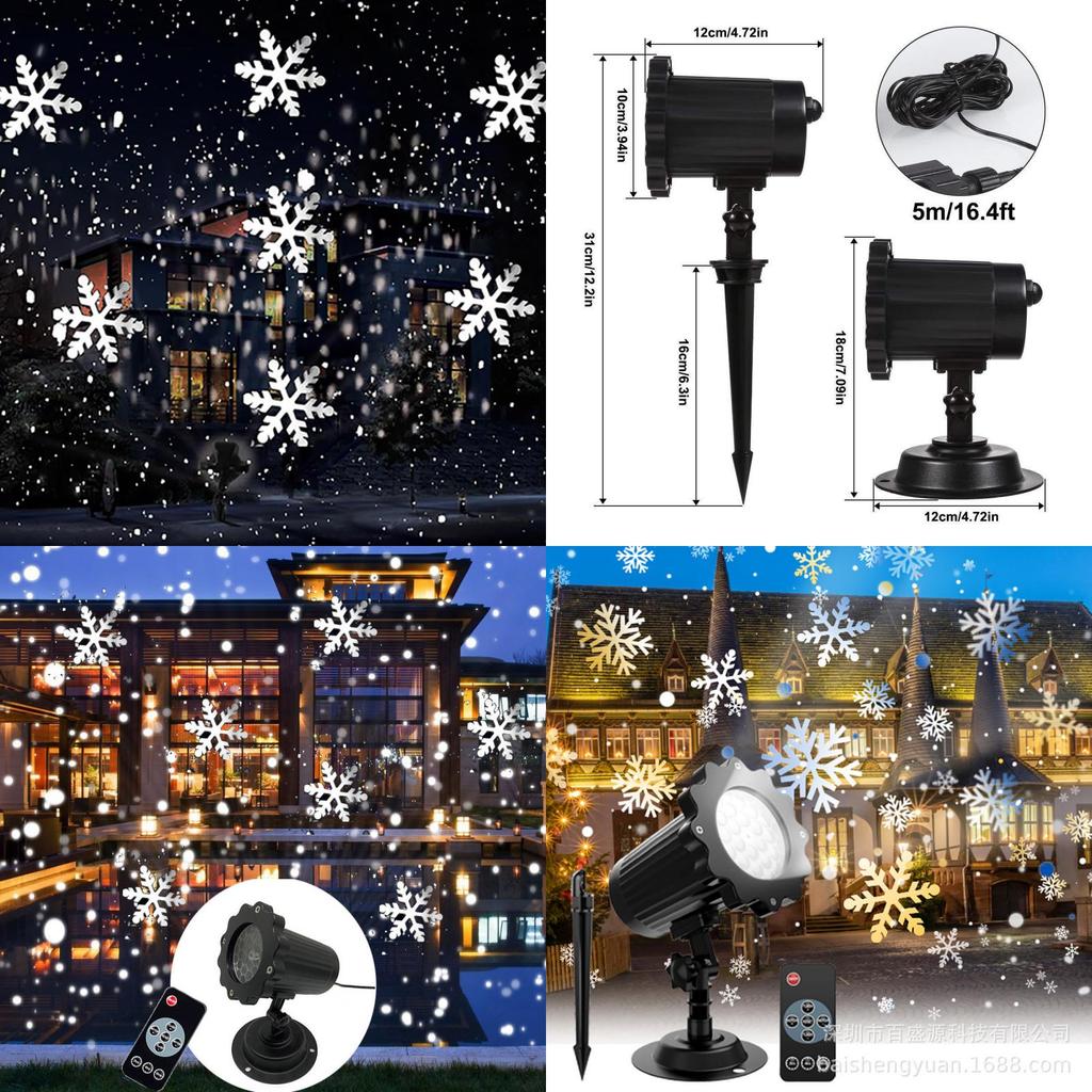 Bright And Clear Snowflake Patterns With Led Moving Projector Lamp For Christmas