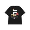 Fila Fusion Tokyo Studio Loose Cartoon Letter Print American Vintage Short Sleeve T-Shirt Unisex Tops Black T11U226104FBK