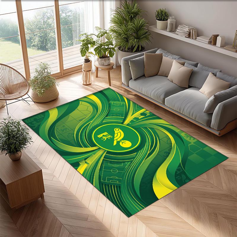 Norwich City Football Print Crystal Velvet Rug, Comfortable Water Absorbent Non Slip Indoor Floor Carpet