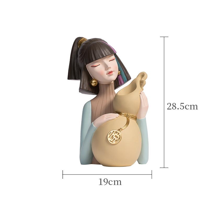 Creative Modern Girl Vase,Resin Ornaments,Home Decor Crafts,Statue, Office Desk Figurines, Decoration Accessories, Gift, Garden
