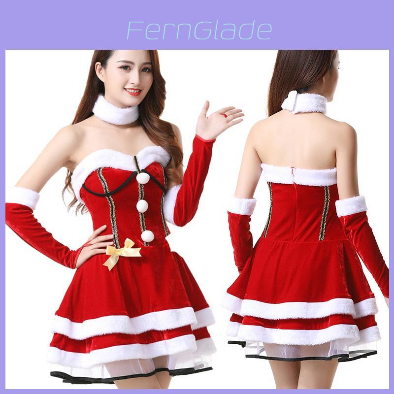 Festive Red Santa Dress Costume For Ladies Soft And Stretchy