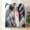 "Elegant Man with Glasses and Red Tie" Patterned Flannel Blanket Perfect for the Bedroom Living Room, Sofa, or a Little Nap