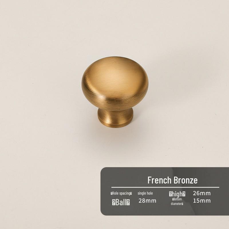 French Vintage Brass Antique Bronze Wardrobe Cabinet Handle, Single Hole Design