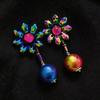 Silver Needle Resin Gradient Flower Earrings: Stylish European-American High-End Fashion Accessories for Women