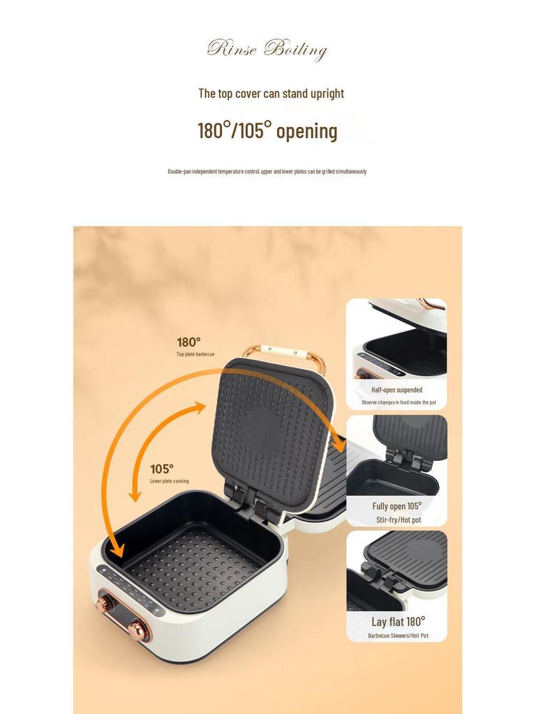 Dual-Sided Electric Crepe & Grill Maker: Multi-Functional Pancake Griddle & Hot Pot Combo