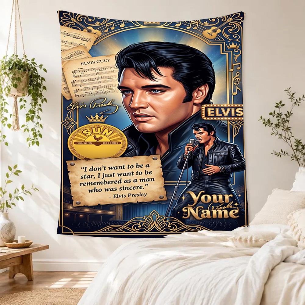 Elvis Presley Custom Wall Tapestry Foldable Wall Tapestry Non-Fading Color Great for Bedroom Wall All-Season Use Gifts For Family Or Friends