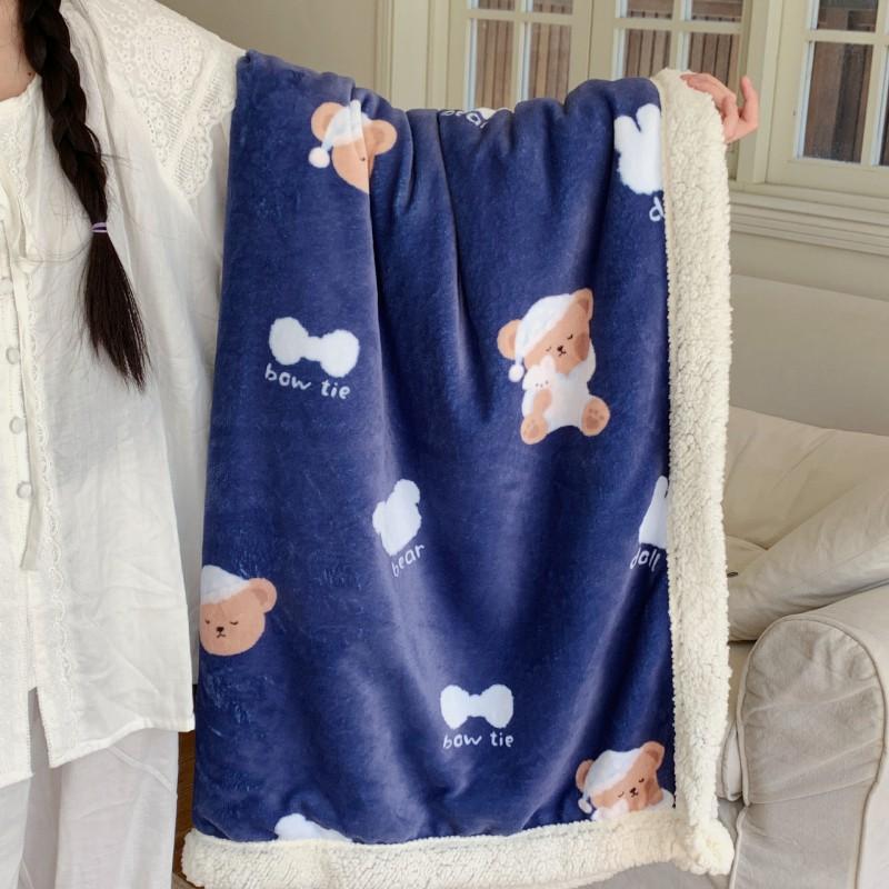 Winter Thick Milk Fleece Blanket Office Nap Sofa Bed Kids Students