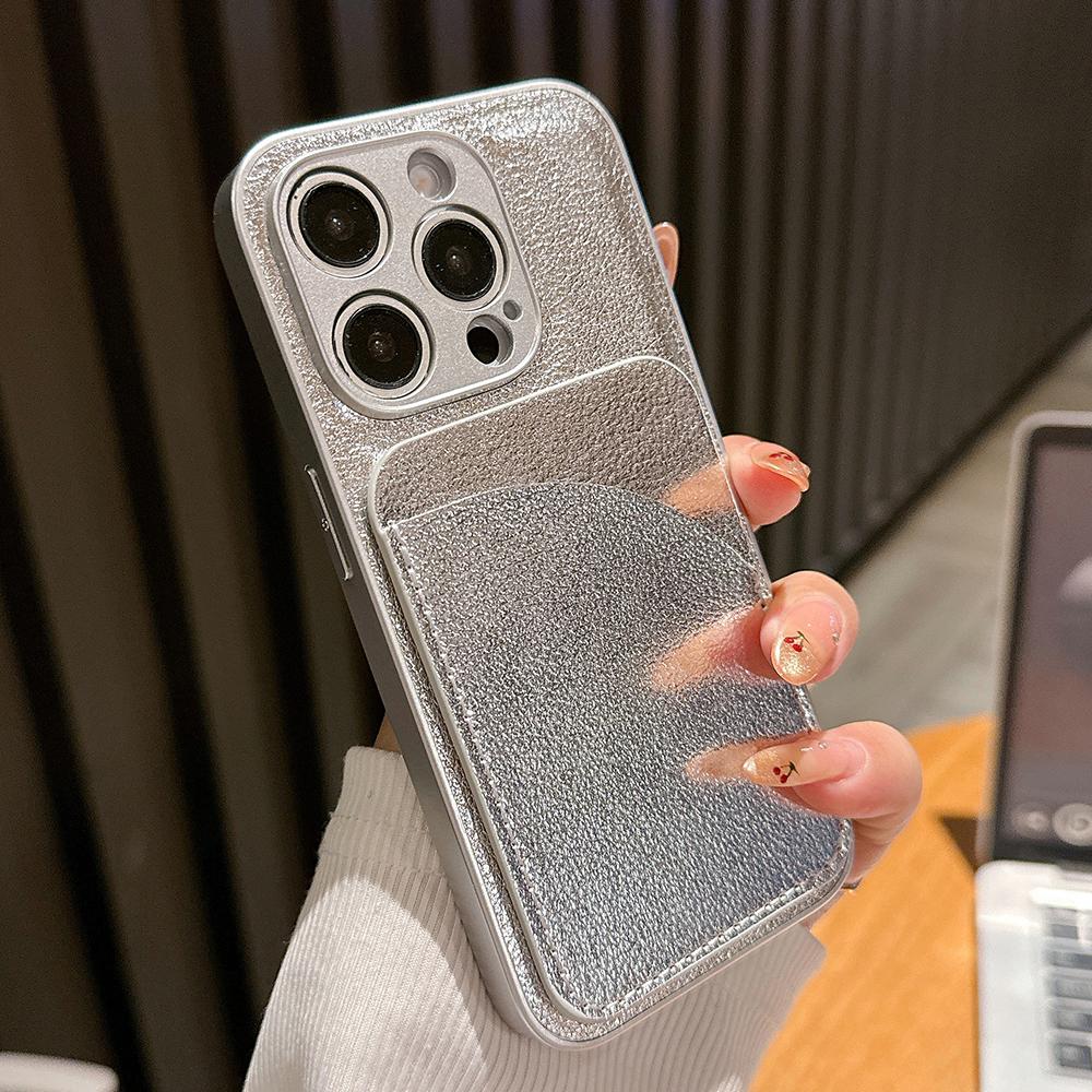 

Leather Slot Card Case For iPhone 16 Pro Max 15 14 13 12 Mini 11 XR XS Max 7 8 Plus Camera Protection Soft Silicone Cover For iPhone 12Mini