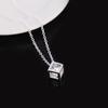 925 Silver Square AAA Zircon Pendant Necklace for Women 18 Inch Birthday Wedding Gift