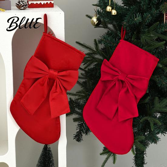 Home Decor for Christmas Tree Soft Velvet Stocking Fireplace Decor Large Hanging Gift Bag Storage Pouch with Bow Plush Candy Tote Kids Festive