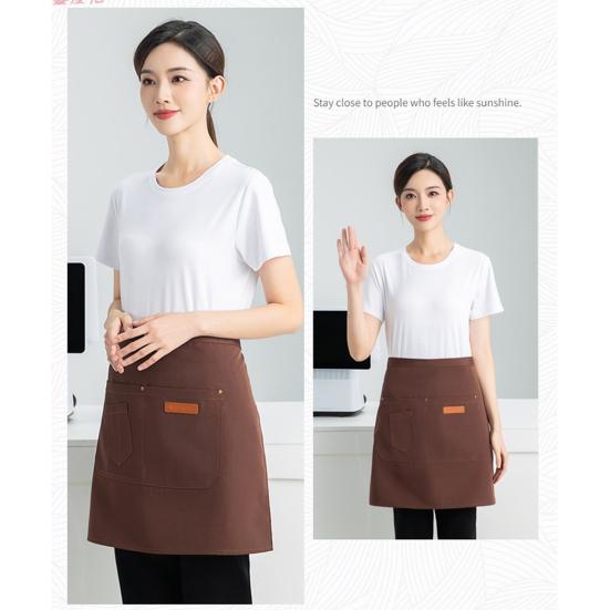 Delantal de cocina transpirable de medio cuerpo para hombres y mujeres, con bolsillos y diseño de falda elegante