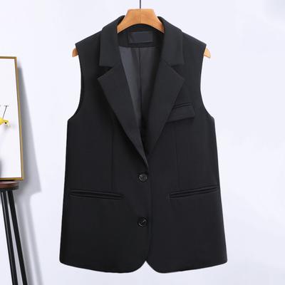 Women Vest Sleeveless Double Buttons Western Style Slim Fit Cardigan Suit Coat Pure Color Deep V Neck Formal Business Style Lady Waistcoat